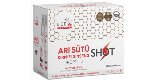 "Arı Sütü, Kırmızı Ginseng, Propolis Shot" ürünü raflarda