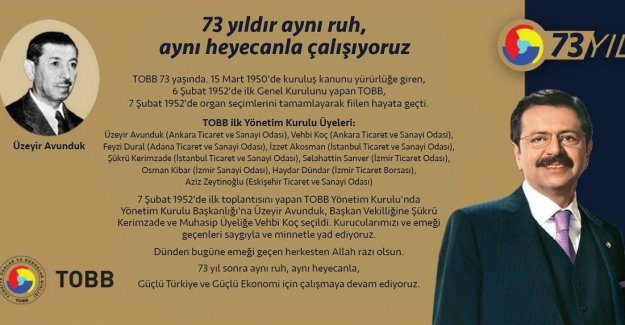 Türkiye Odalar ve Borsalar Birliği 73 yaşında…