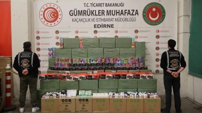 GÜMRÜKLER MUHAFAZA EKİPLERİNCE KAPIKULE’DE GERÇEKLEŞTİRİLEN OPERASYONDA; ELEKTRONİK SİGARA, SİGARA FİLTRESİ,
